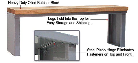 Folding Freestanding Shelf - Butcher Block 